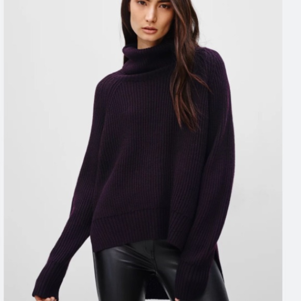 BLACK Aritzia Wilfred Free Lin merino wool Turtleneck Sweater size Large